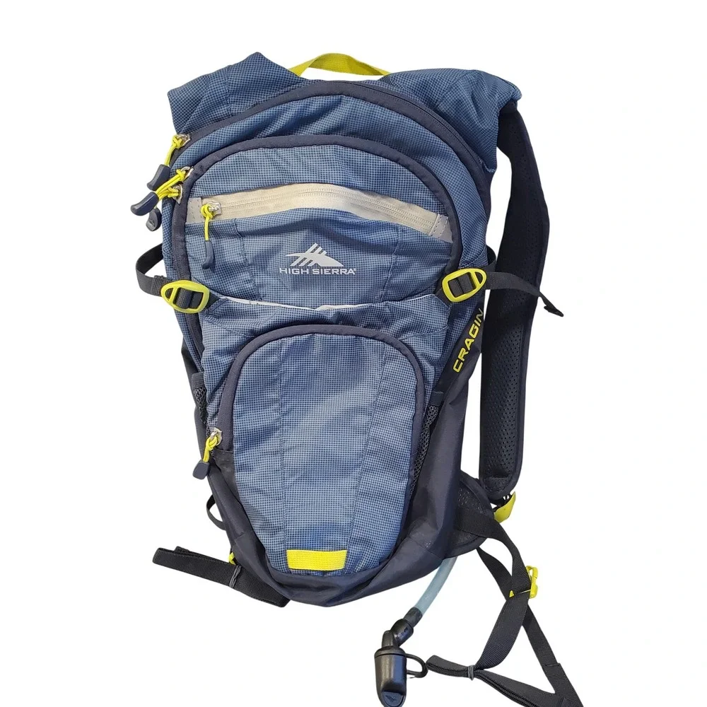 High Sierra Cragin Hydration Pack Backpack Blue Lime Green Hiking Outdoors